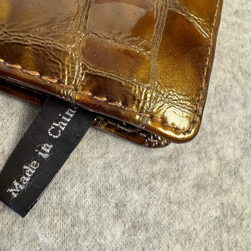 Brighton Vintage Brown Metalic Croc Embossed Leather Card Holder Case (10 Cards) - Picture 7 of 9